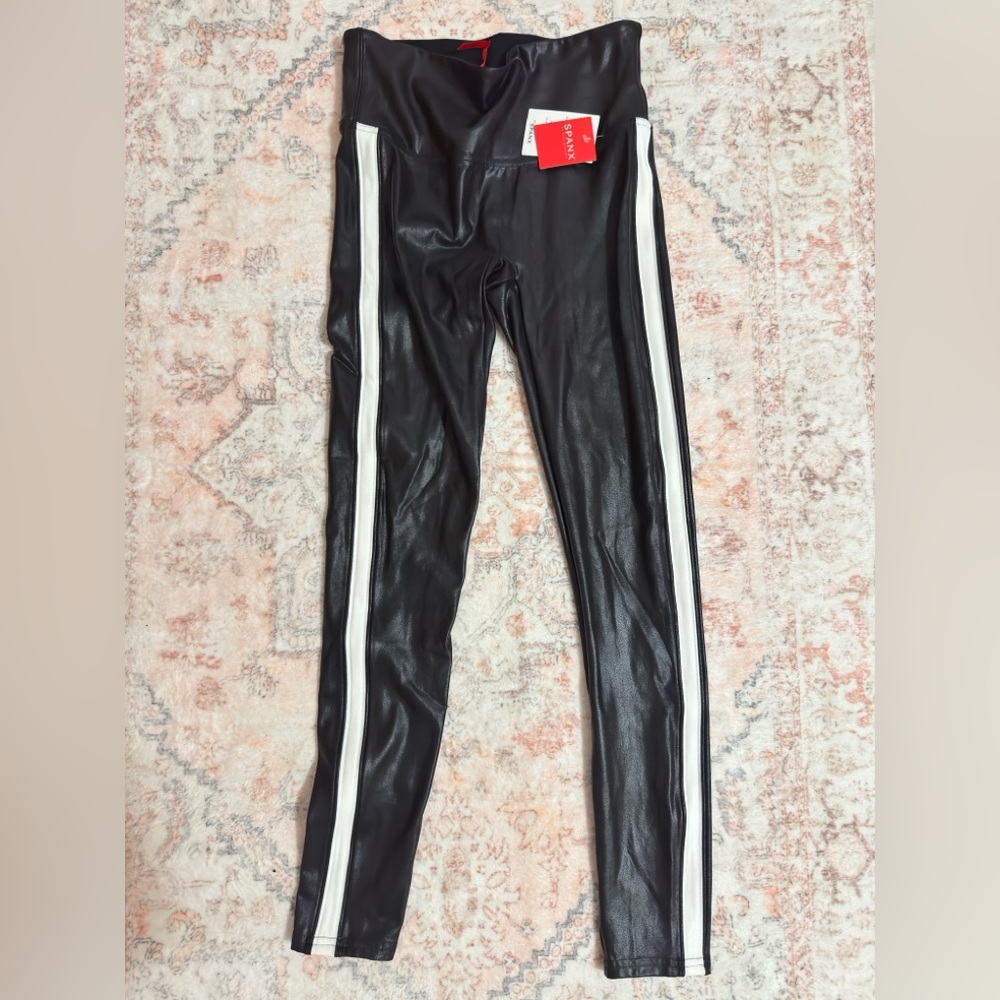 Spanx faux leather side-stripe legging